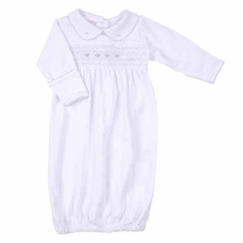 Magnolia Baby Pink Smocked Collared Gathered Gown 