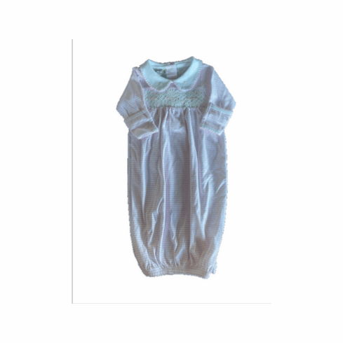  Magnolia Baby Pink Solid Smocked Long Sleeve Sack. Newborn 