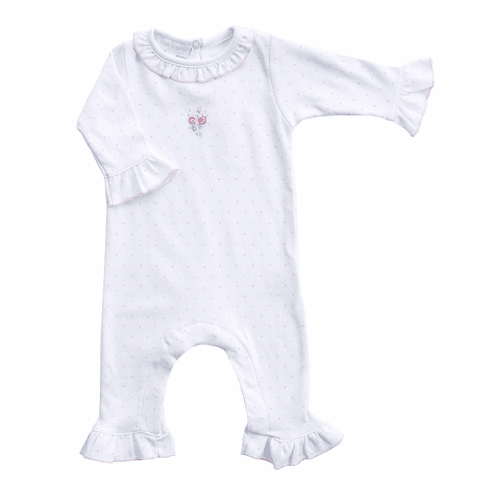 Magnolia Baby Piper's Garden Embroidered Ruffle Playsuit. Pink