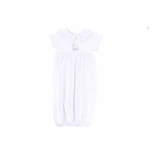 Magnolia Baby Precious Lamb Emb Collared S/S Gathered Gown 