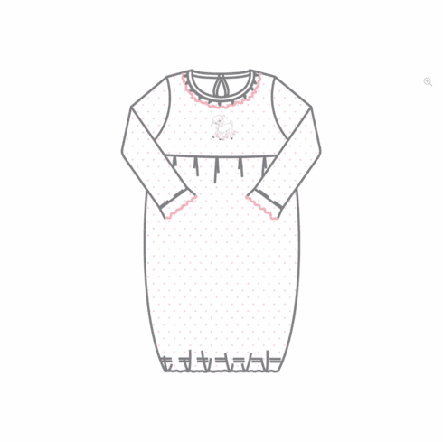 Magnolia Baby Precious Lamb Emb Ruffle Gathered Gown PK. Peruvian Pima Cotton.