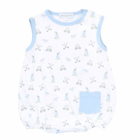 Magnolia Baby Putting Around Boys Print Bubble. Peruvian Pima Cotton.