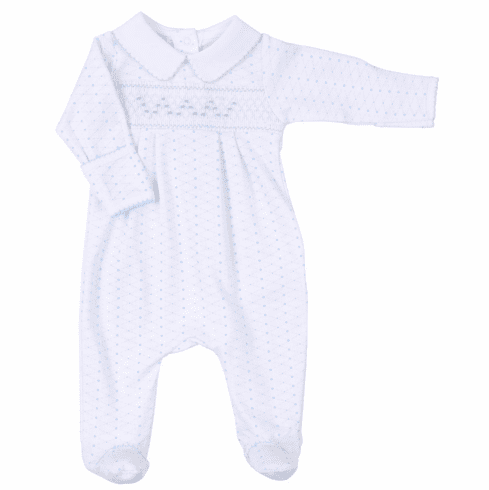 Magnolia Baby Ryan Long Playsuit with Smocking but NO FEET. Newborn