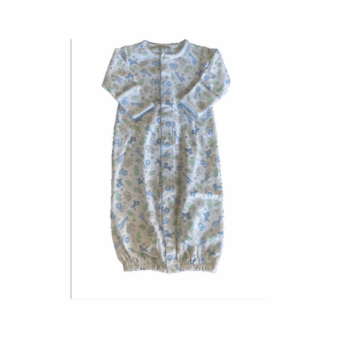 Magnolia Baby Sweet Safari Blue Print Converter Gown. Newborn
