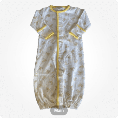 Magnolia Baby Sweet Teddies Yellow Print Converter Gown. Newborn