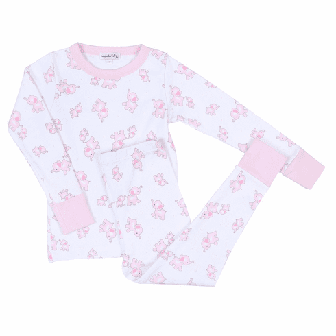 Magnolia Baby Tiny Elephants Pink Print Long Pajamas.