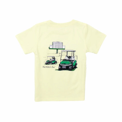 Properly Tied Leaderboard Short Sleeve Light Yellow Pocket Tee. T
