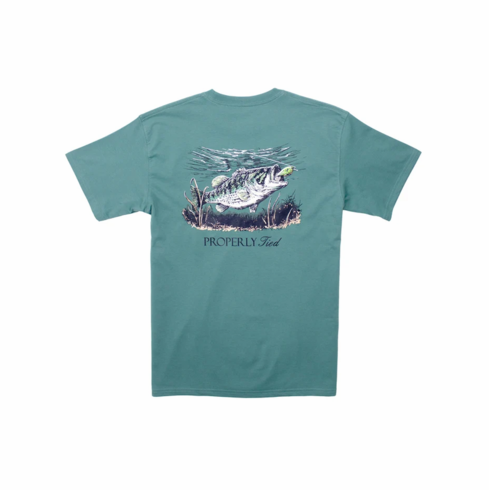 Properly Tied Set the Hook Short Sleeve Marine Green Pocket Tee. B