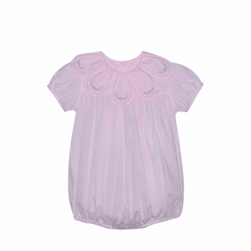 Remember Nguyen Anna Mae Pink Bubble with Pink Piping and Flower Emb. Girl Infant