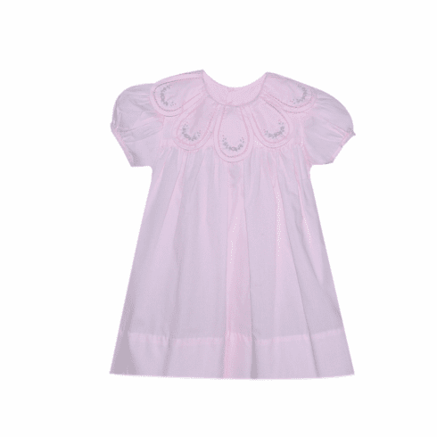Remember Nguyen Anna Mae Pink Dress with Pink Piping and Flower Emb. Girl  