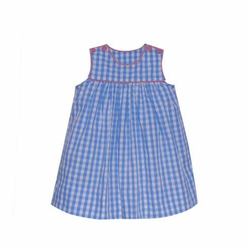 Remember Nguyen Blue Check Dress with Red Check Trim. Infant