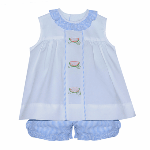 Remember Nguyen Blue Stripe Short Set with Watermelons. Toddler