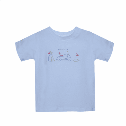 Remember Nguyen Boys Blue Tee Time Soft Knit Shirt.  Toddler Boy