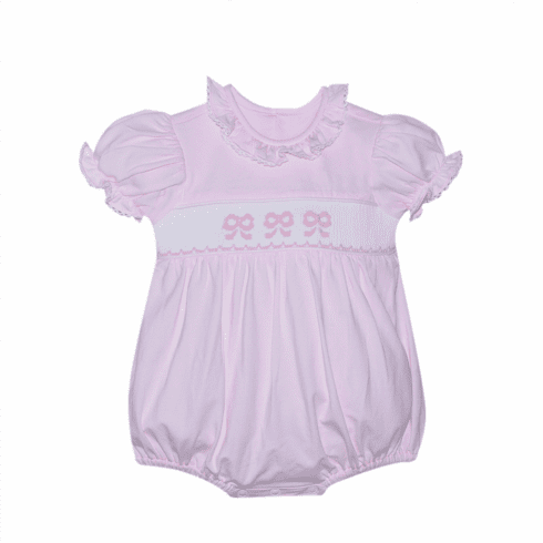 Remember Nguyen Brynn Pink Bubble with Bows. Infant Girl