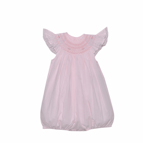 Remember Nguyen Faith Angel Bishop Pink Smocked Bubble. Infant