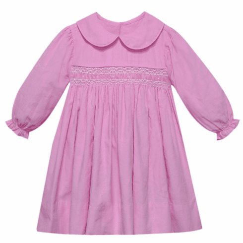 Remember Nguyen Francis Pink Corduroy Bodice Smocked Dress. Infant Girl