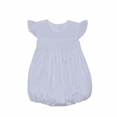 Remember Nguyen Francis White Short Sleeve Smocked Bishop Bubble. Infant