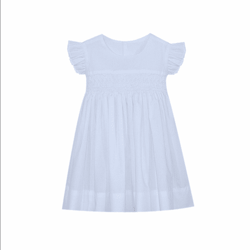 Remember Nguyen Francis White Smocked Dress with Butterfly Sleeves. Infant