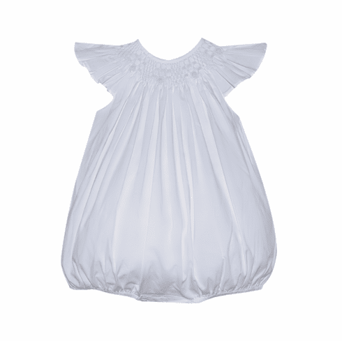Remember Nguyen Georgette White Angel Wing Smocked Girls Bubble. Infant