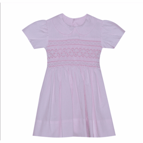 Remember Nguyen Juliette Blue Dress with Bodice Smocking. (BLUE NOT WHITE) Girl  