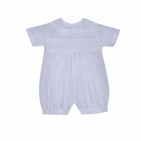 Remember Nguyen Kingston White Smocked Bubble with Cross. Toddler