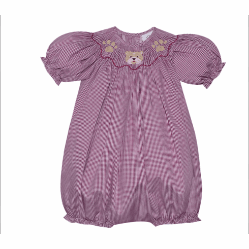 Remember Nguyen Maroon and White Smocked Dress (NOT BUBBLE) Toddler