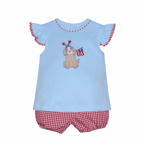Remember Nguyen Patriotic Dog Girl Bloomer Set. Toddler