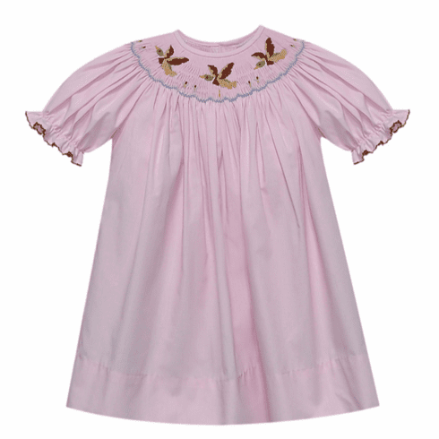 Remember Nguyen Pink Bishop Dress with Mallards Smocking. Infant