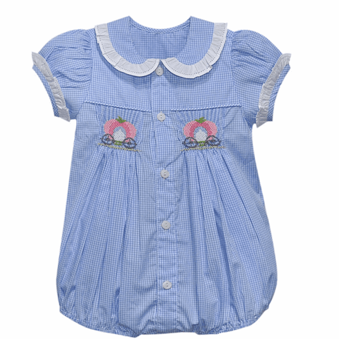 Remember Nguyen Princess Carriage Blue Check Bubble.Infant Girl