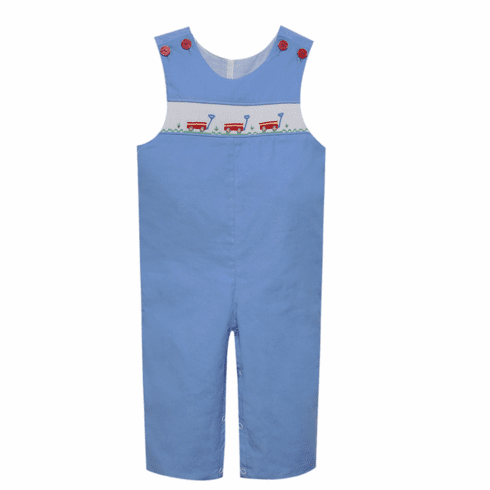 Remember Nguyen Wagon Smocked Blue Corduroy Longall. Infant Boy