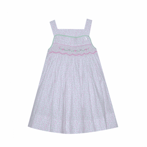 Remember Nguyen Wren Tiny Pink Flowers Smocked Sundress. Infant