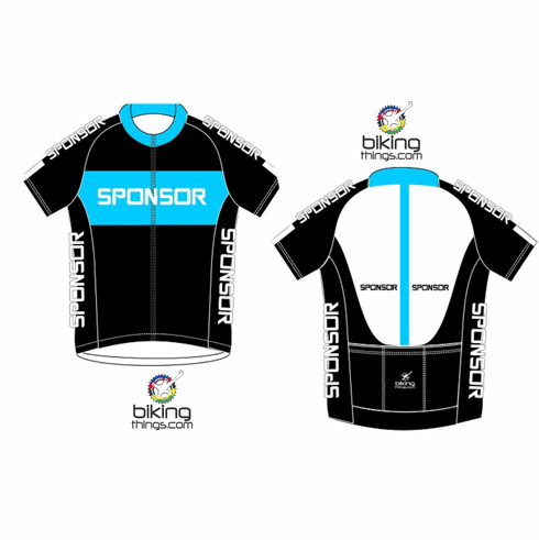 Sky Blue, Black and White Semicustom Jerseys, Custom Cycling Shirt