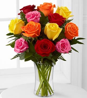 1 Dozen Long Stem Mixed Roses 