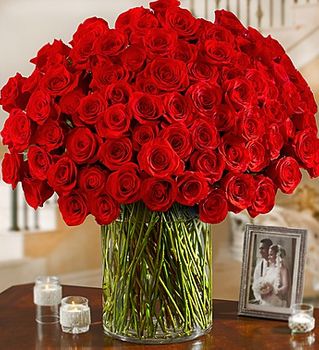 100  long-stem red roses.