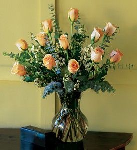 A Dozen Pale Peach Roses