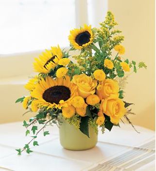 A Pot of Sunflowers