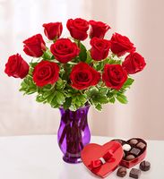 Be Mine  One Dozen Roses and Chocolate 