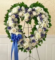 Blue & White Standing Open Heart 