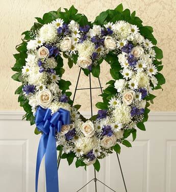 Blue & White Standing Open Heart 