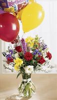 Colorburst Birthday Balloons and Flowers