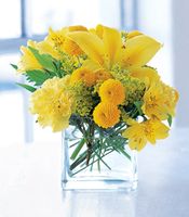 Cube with Yellow Blooms