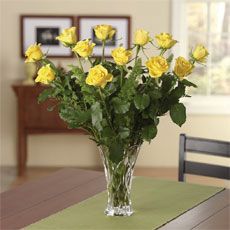 Enchanting Yellow Dozen Roses - Vase variety