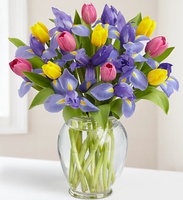 Fanciful Pink Tulip and Iris Bouquet Fanciful Pink Tulip and Iris Bouquet