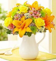 Fields of Europe in White Ceramic Pitcher 
