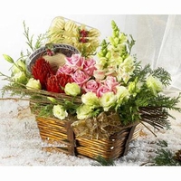 Flowers basket and chocolate