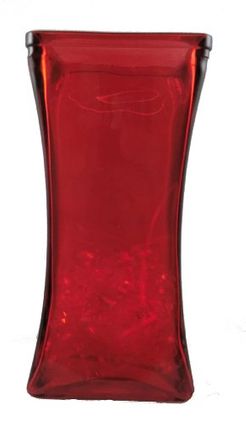 Glass Ruby Red Flared Square Vase, 9-Inch for sale