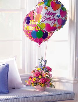 Happy Birthday Basket and Balloon
