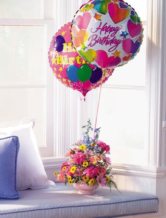 Happy Birthday Basket and Balloon