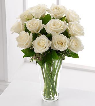 Long stem white rose bouquet