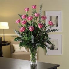 Lovely Lavender Dozen Roses - Vase variety